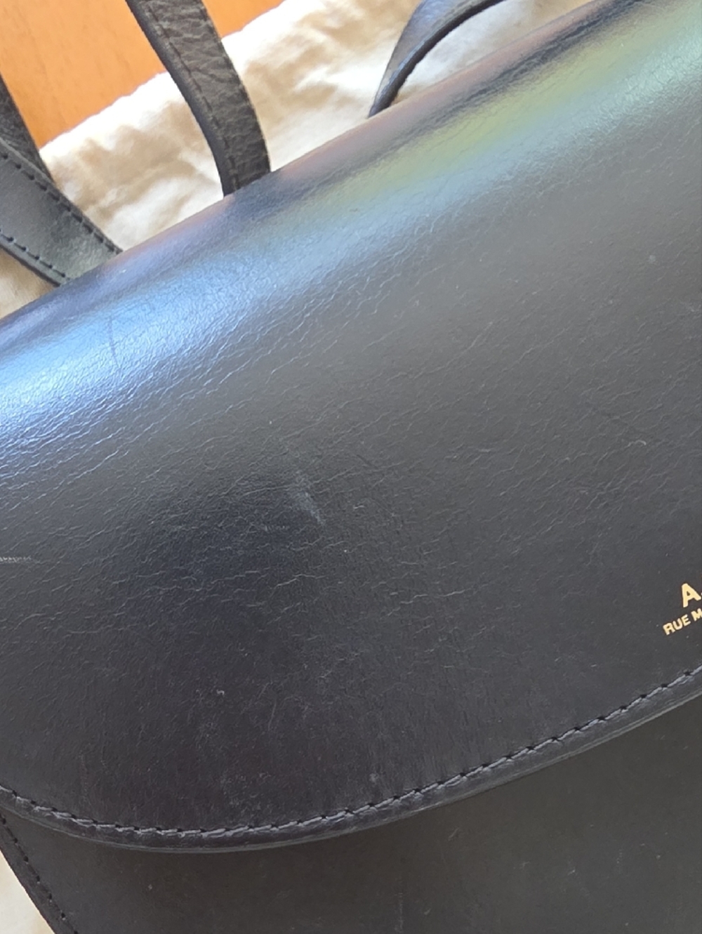 A.P.C. Black Leather Saddle Crossbody Bag with Gold Accents - Picture 3 of 9